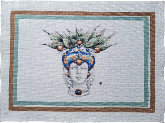 1.E6 _ Tovaglietta canvas vaso caltagirone e agave portatorum