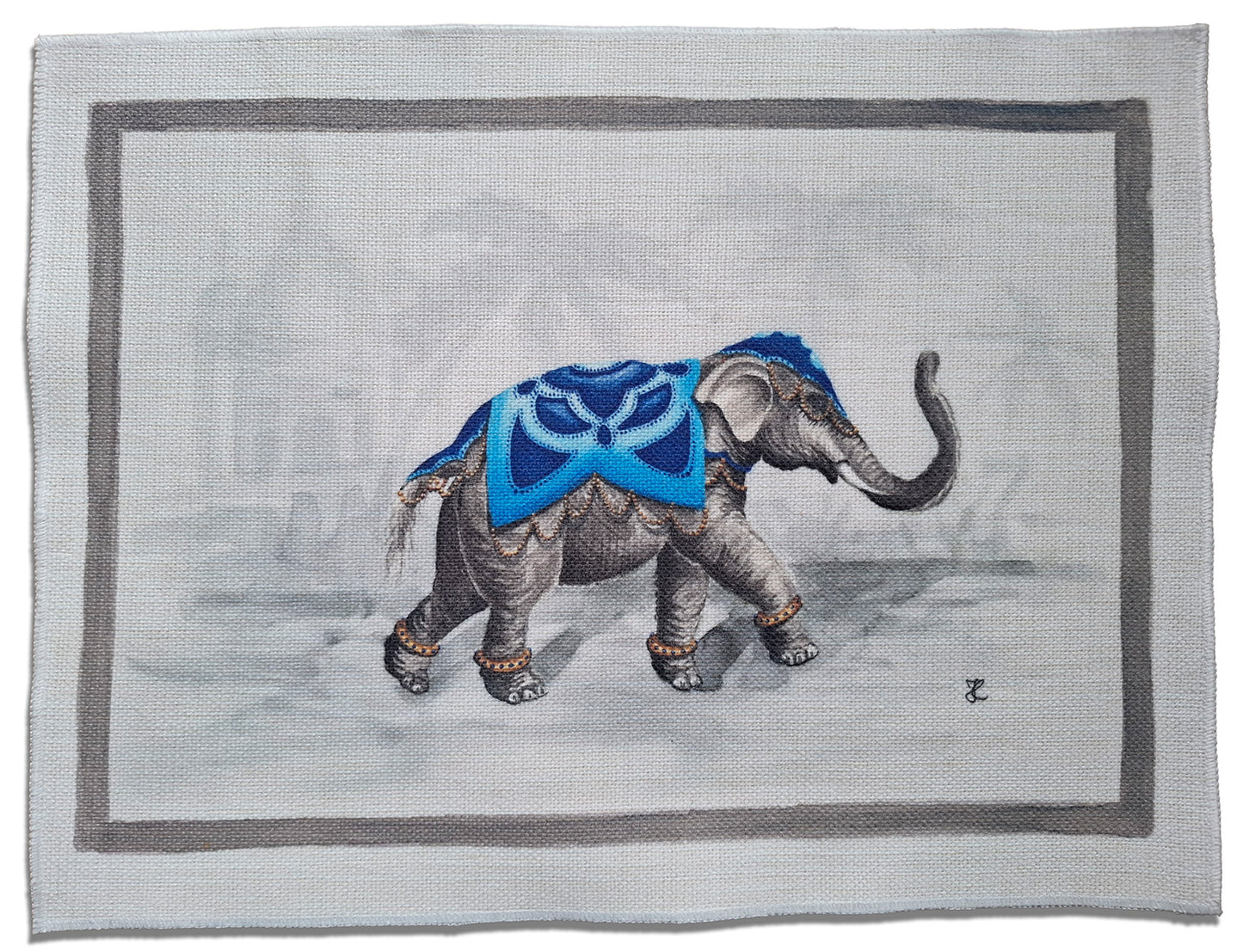 1.A1 _ Tovaglietta canvas elefante blu