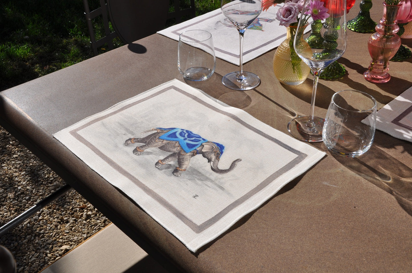 1.A1 _ Tovaglietta canvas elefante blu