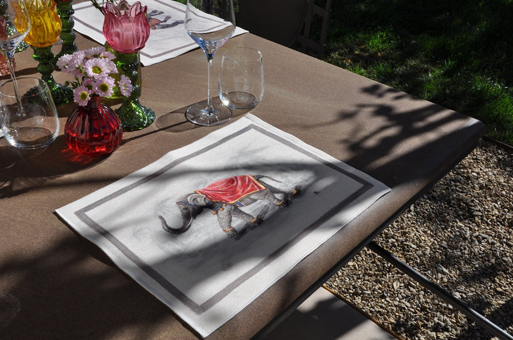 1.A2 _ Tovaglietta canvas elefante rosso
