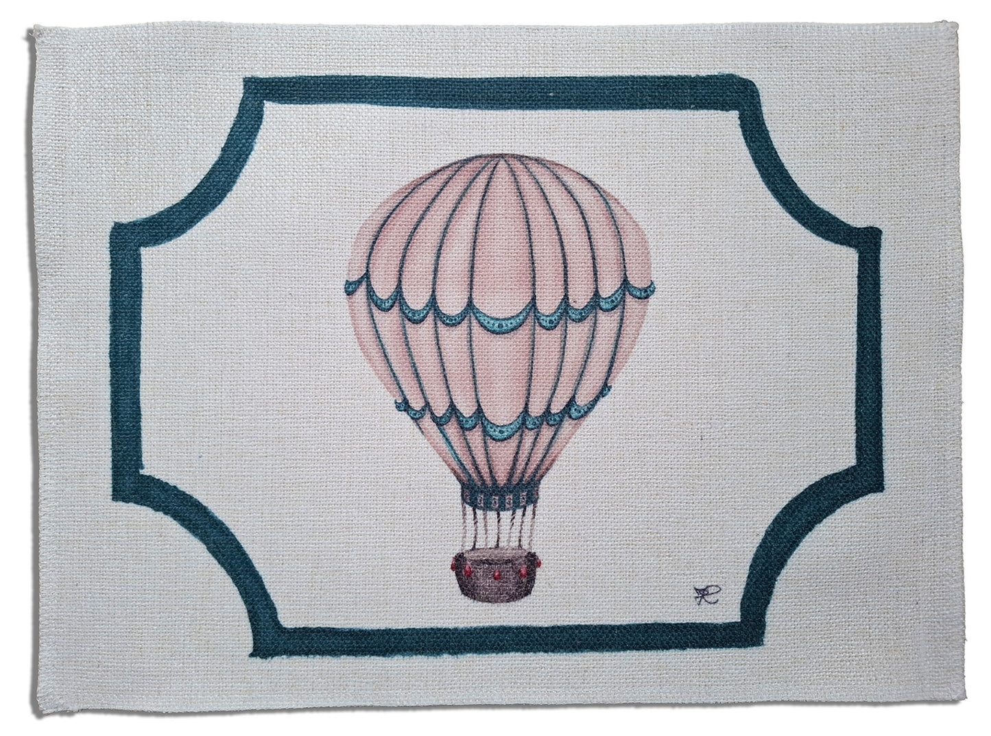 1.C1 _ Tovaglietta canvas mongolfiera verde beige
