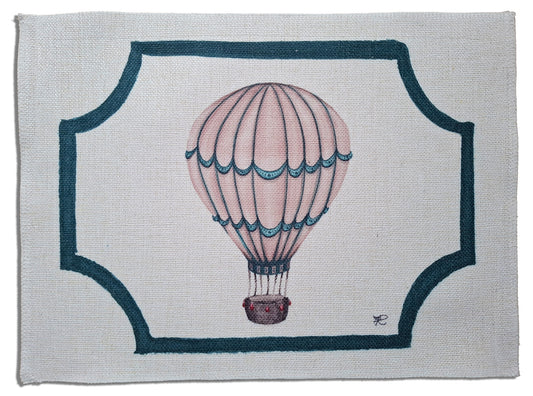 1.C1 _ Tovaglietta canvas mongolfiera verde beige