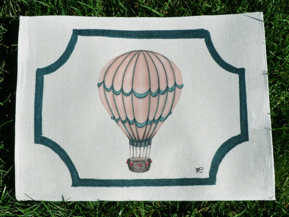 1.C1 _ Tovaglietta canvas mongolfiera verde beige