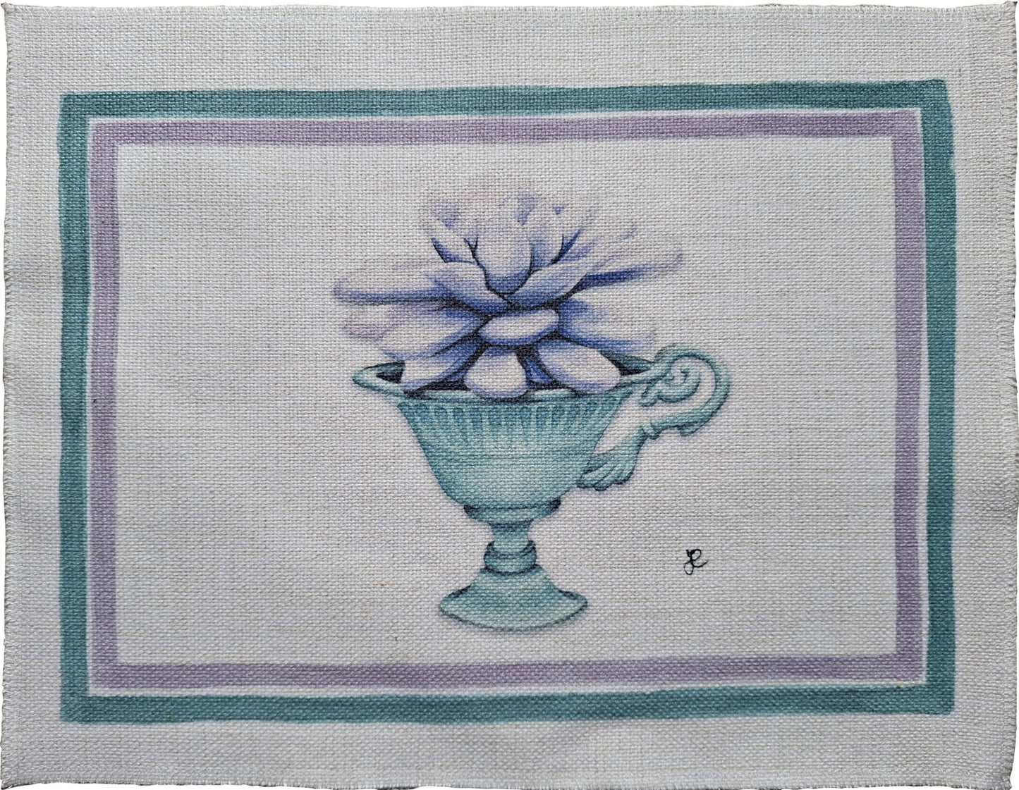 1.E2 _ Tovaglietta canvas vaso rame ed Echeveria