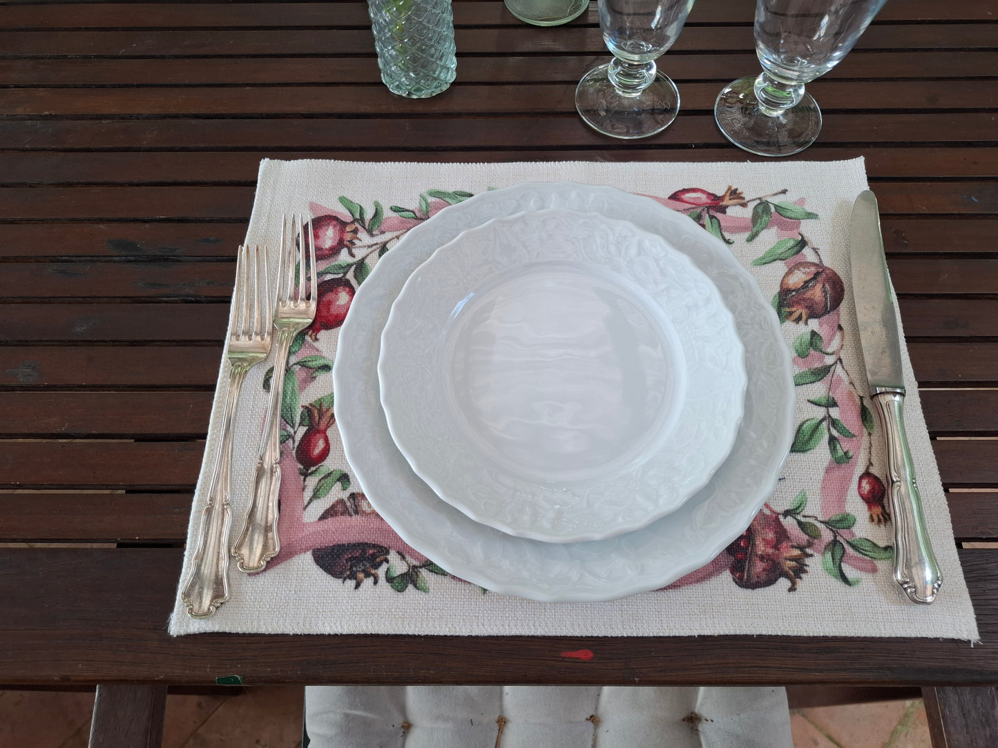 1.F4 _ Tovaglietta canvas cornice  melograni